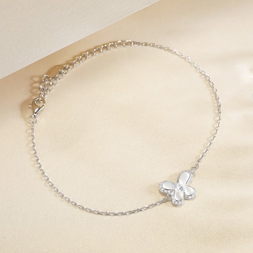 Bloomique - Pulseira de charms em moissanite com motivo floral e apontamentos brilhantes