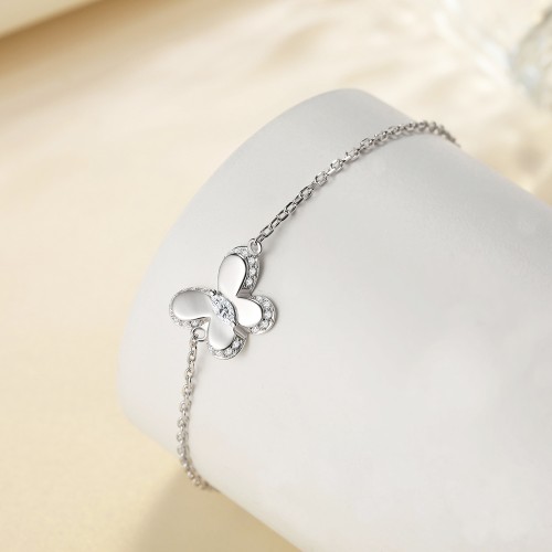 Bloomique - Pulseira de charms em moissanite com motivo floral e apontamentos brilhantes