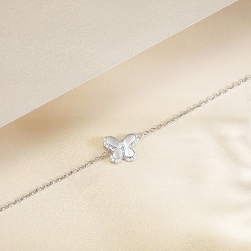 Bloomique - Pulseira de charms em moissanite com motivo floral e apontamentos brilhantes