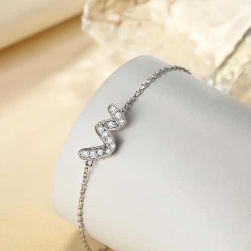 Serpentine - Pulseira em moissanite com símbolo do infinito e pedras cravadas em pavé