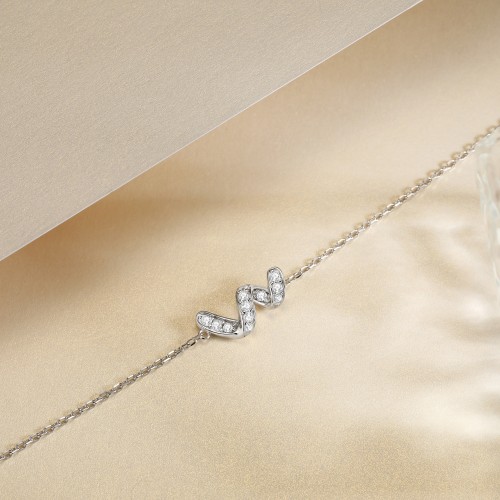 Serpentine - Pulseira em moissanite com símbolo do infinito e pedras cravadas em pavé