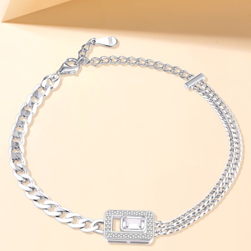 Verdura - Pulseira em moissanite de talhe esmeralda com design em halo