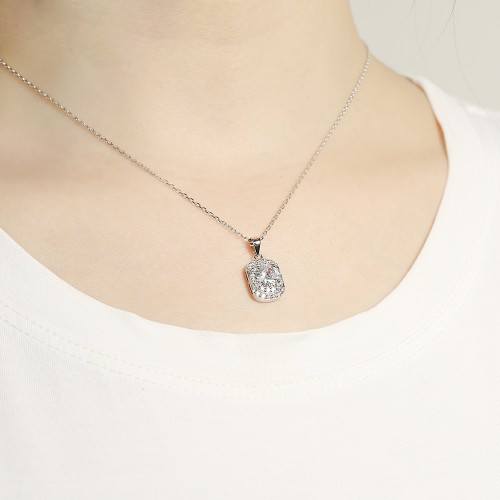Memento - Pendente em moissanite brilhante com design de halo em pavé