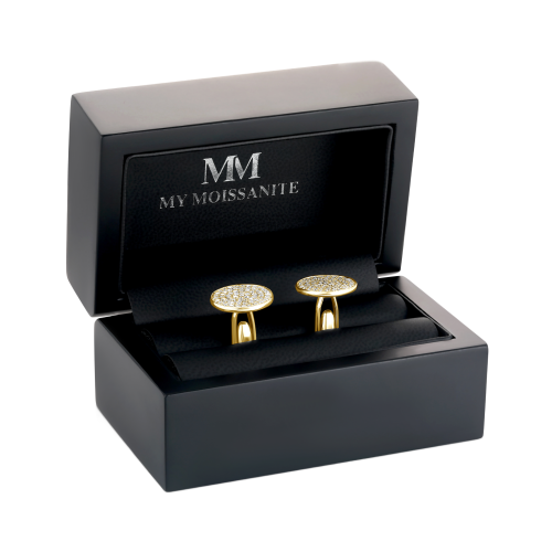 Luxon - Botões de punho em moissanite com cravação em pavé