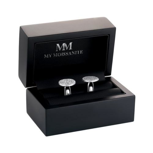 Luxon - Botões de punho em moissanite com cravação em pavé