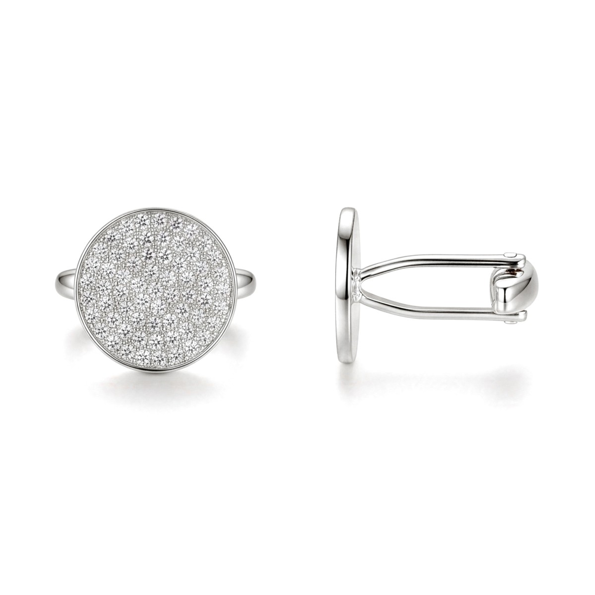 Luxon - Botões de punho com moissanite e cravação em pavé