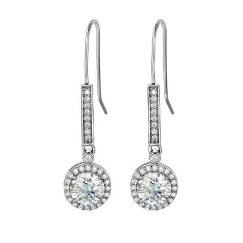 Luminary - Brincos pendentes em moissanite com cravação em halo