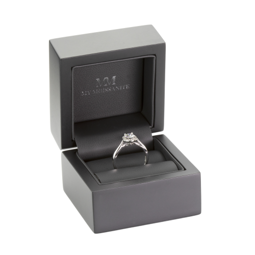 Flexa - Anel halo ajustável com moissanite