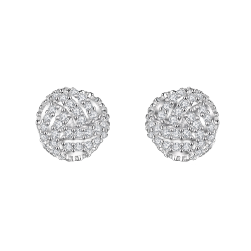 Cluster Spheres - Brincos de espigão em moissanite com cravação em pavé