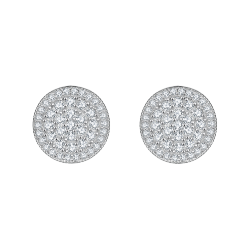 Round Clusters - Brincos de espigão em moissanite com cravação em pavé