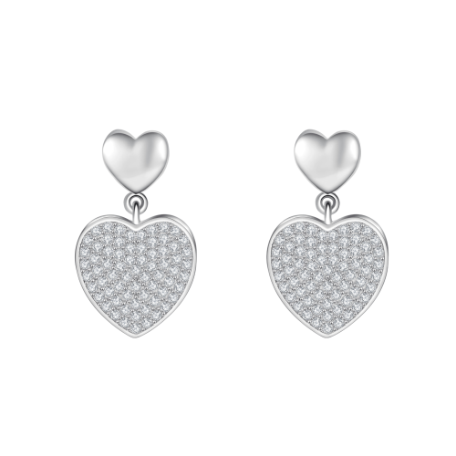 Hearts of Pavé - Brincos pendentes em moissanite com cravação em pavé