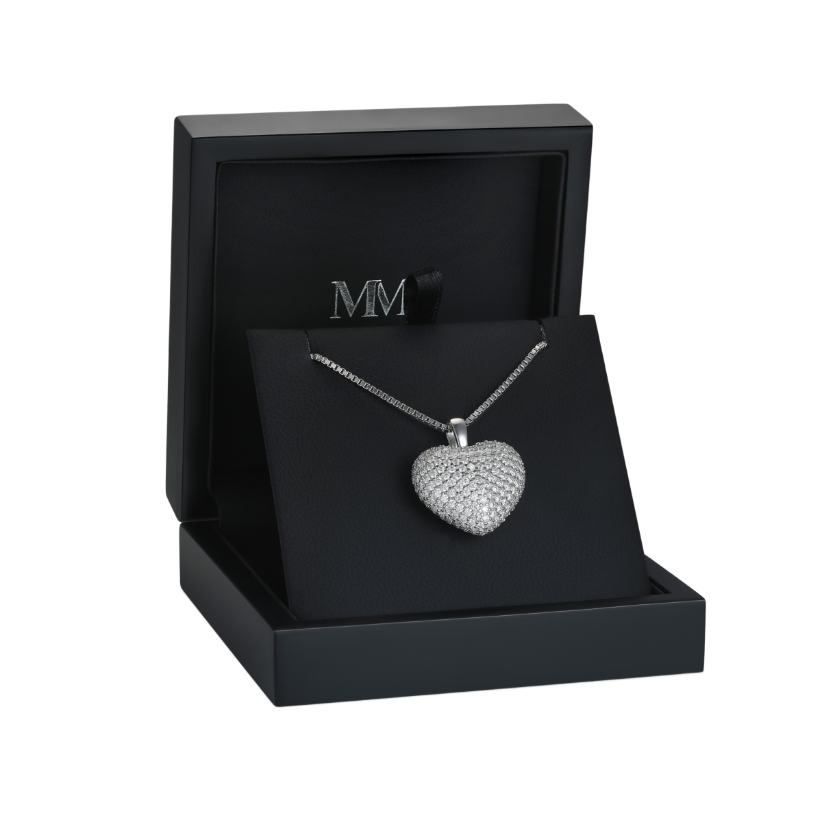 Serenade - Pendente em forma de coração com moissanite em pavé