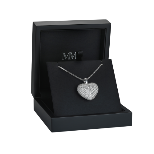 Serenade - Pendente em forma de coração em moissanite com pavé