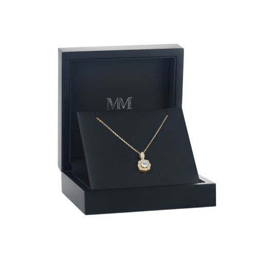 Octavia - Pendente em moissanite de inspiração vintage com adorno em halo