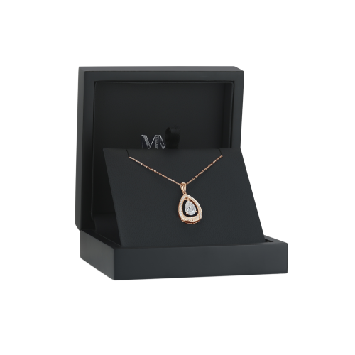 Pendula – Pendente com moissanite em forma de gota com a elegância do halo duplo