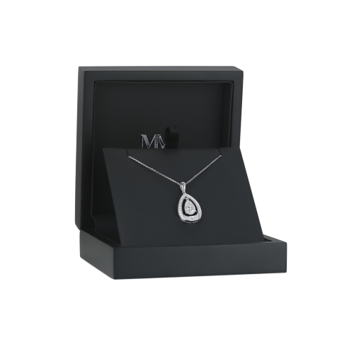 Pendula – Pendente com moissanite em forma de gota com a elegância do halo duplo