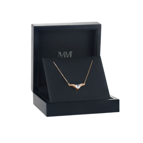 Vaneza - Colar elegante em moissanite em forma de V com detalhes em pavé