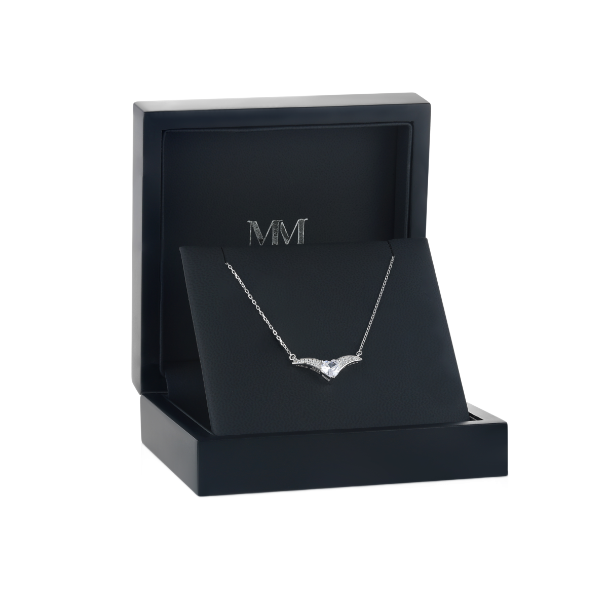 Vaneza - Colar elegante em moissanite em forma de V com detalhes em pavé