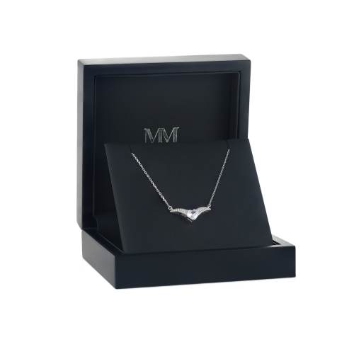 Vaneza - Colar elegante em moissanite em forma de V com detalhes em pavé