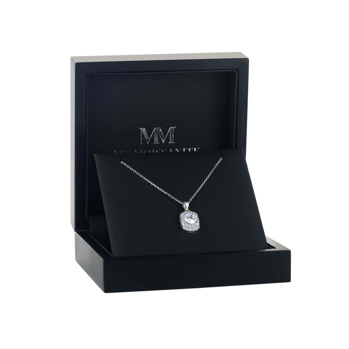 Memento - Pendente em moissanite brilhante com design de halo em pavé