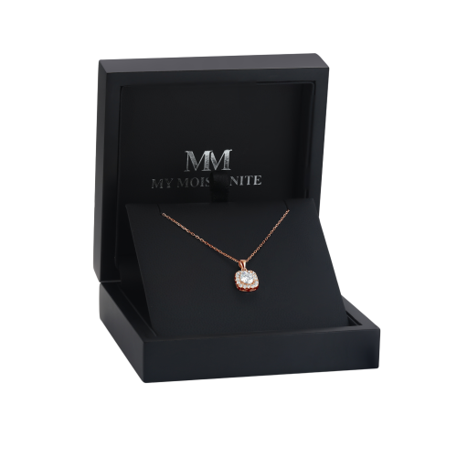 Haloette - Pendente em moissanite com detalhe de halo completo