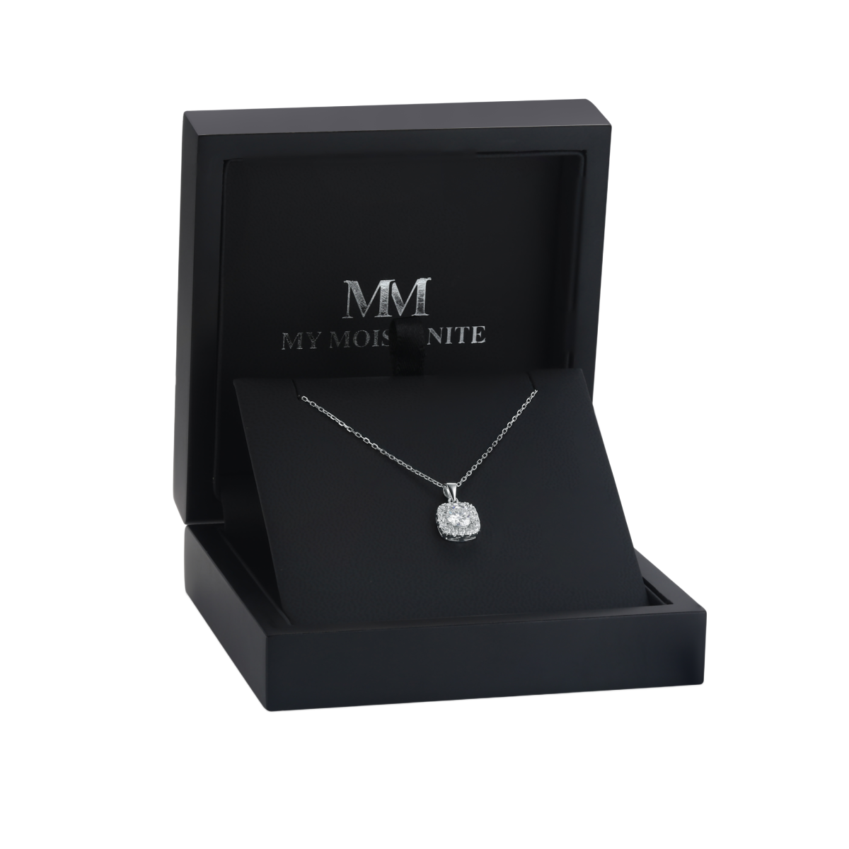 Haloette - Pendente em moissanite com detalhe em halo completo