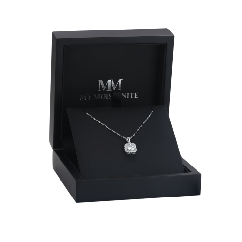 Haloette - Pendente em moissanite com detalhe de halo completo