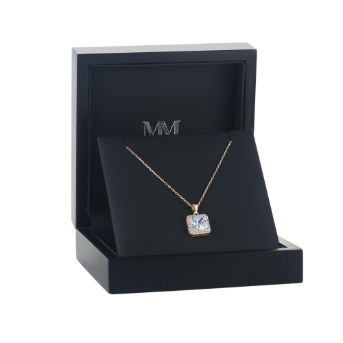 Radiance - Pendente em moissanite com halo e talhe princesa